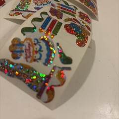 Vtg 1980s stickers Hambly Studios Mylar Foil Shiny Birthday Stickers Set 7 (a83