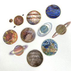 Planet Stickers Celestial Gold Accents Scrapbooking Collage Junk Journals