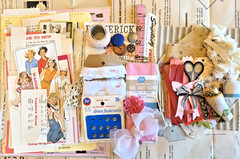 Vintage Sewing Ephemera Junk Journal Kit Pattern Papers Lace Notions Craft Lot
