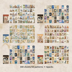 300 Pcs Vintage Aesthetic Washi Stickers – 6 Daily Life Scenery Themes Scrapboo