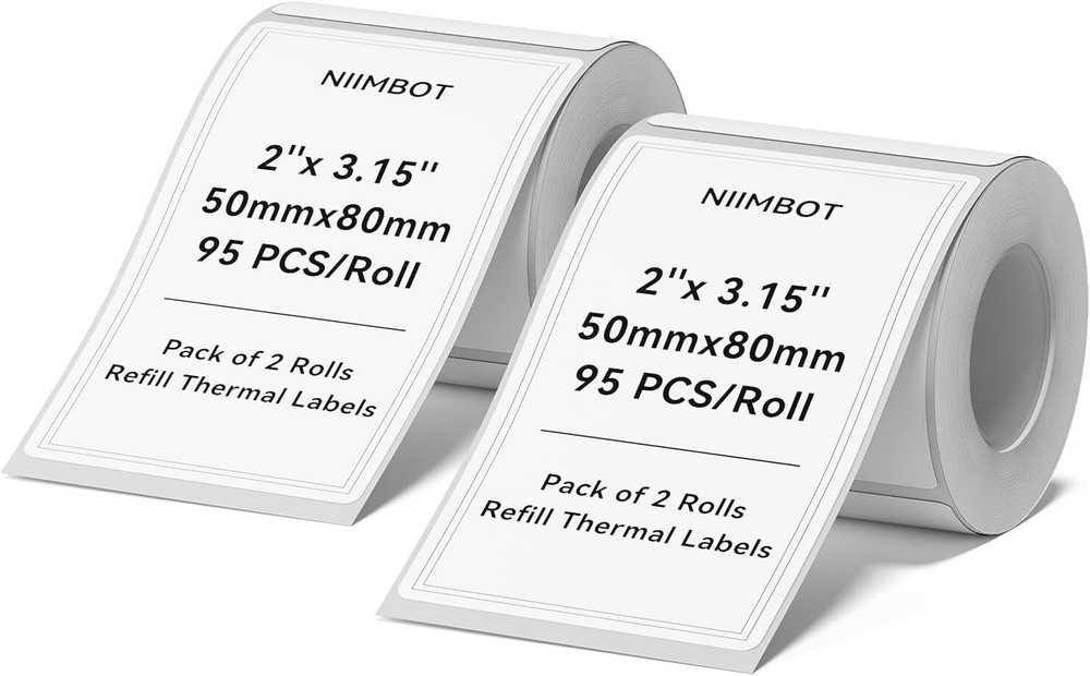 2 Rolls Labels for B1 B21 B3S K3, Thermal Printer Labels 2″ x 3.15″（50x80mm),…