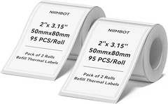 2 Rolls Labels for B1 B21 B3S K3, Thermal Printer Labels 2″ x 3.15″（50x80mm),…