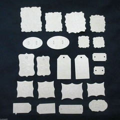 Embossed Chipboard Tags Sliders Labels Embellishments Raw Bare Unfinished 22 pc