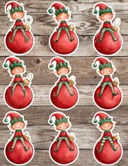 Elf on Ornament Die Cut Vinyl Stickers Scrapbooking Laptop Waterbottle