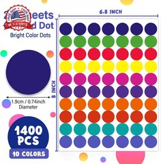 Dot Stickers – 1400 PCS Colored Circle Stickers for Kids | Back to School Suppli