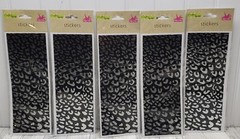Black & Silver Animal Leopard Print Stickers 10″X4″ Lot of 5 Crafters Square