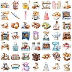 50 Pcs PET Transparent Baking Stickers, Waterproof Vinyl Bakery-Themed Decals…