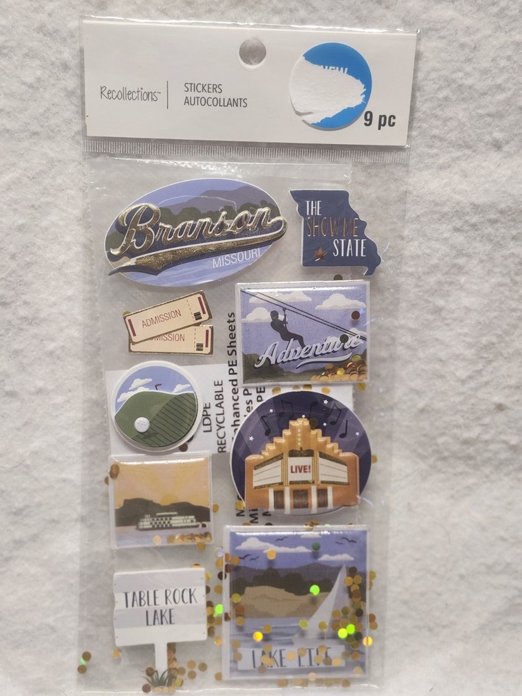 Recollections NEW BRANSON MISSOURI Dimensional Stickers 9 Pcs 3D FREE SHIPPING