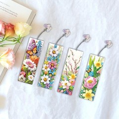 plzzree Diamond Art Bookmarks 4pcs: Acrylic Medium, Bright Yellow