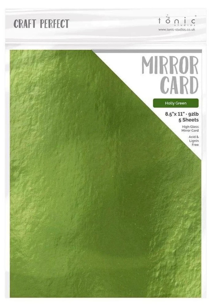 TONIC CRAFT PERFECT – MIRROR CARD -HIGH GLOSS HOLLY GREEN – 5 SHTS – 9461E