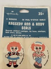 Vintage 1969 Hallmark Raggedy Ann & Andy Peel N Stick Seals Stickers Unused!