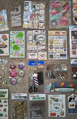Lot of 55+ Pop Up Stickers, Rubbing, Flat Scrapbooking Travel, Food, Pirates