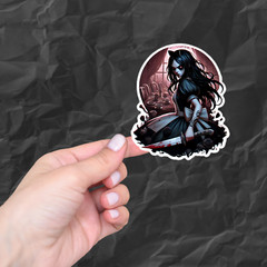 Gothic Alice Game Inspired Die-Cut Sticker, Bloody Knife, Creepy Tea Party
