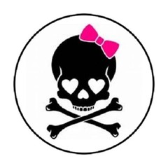 48 GIRLY SKULL AND CROSS BONES ENVELOPE SEALS LABELS STICKERS 1.2″ ROUND