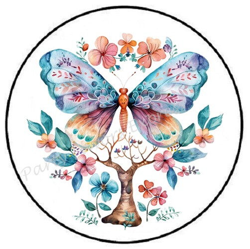 WATERCOLOR BUTTERFLY TREE ENVELOPE SEALS LABELS STICKERS PARTY FAVORS