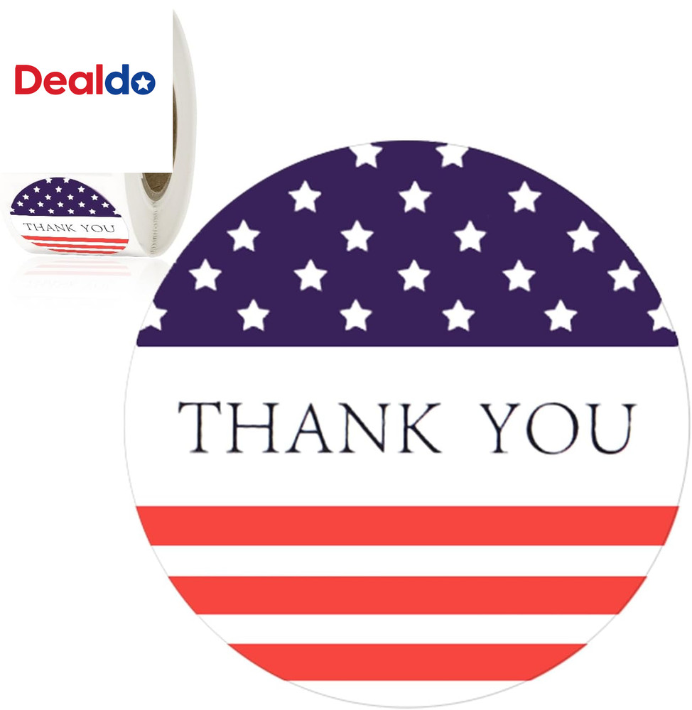 American Thank You Stickers, 500PCS American Flag Stickers, 1 Inch round Thank Y