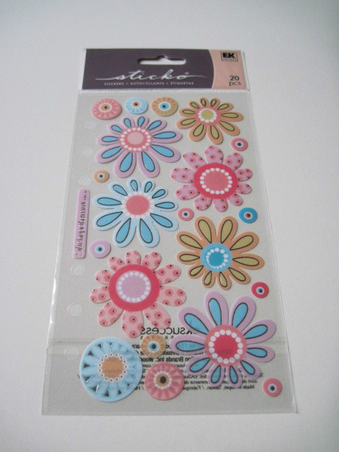 Scrapbooking Crafts Stickers Sticko Crazy Daisies Flowers Pink Blue Patterns