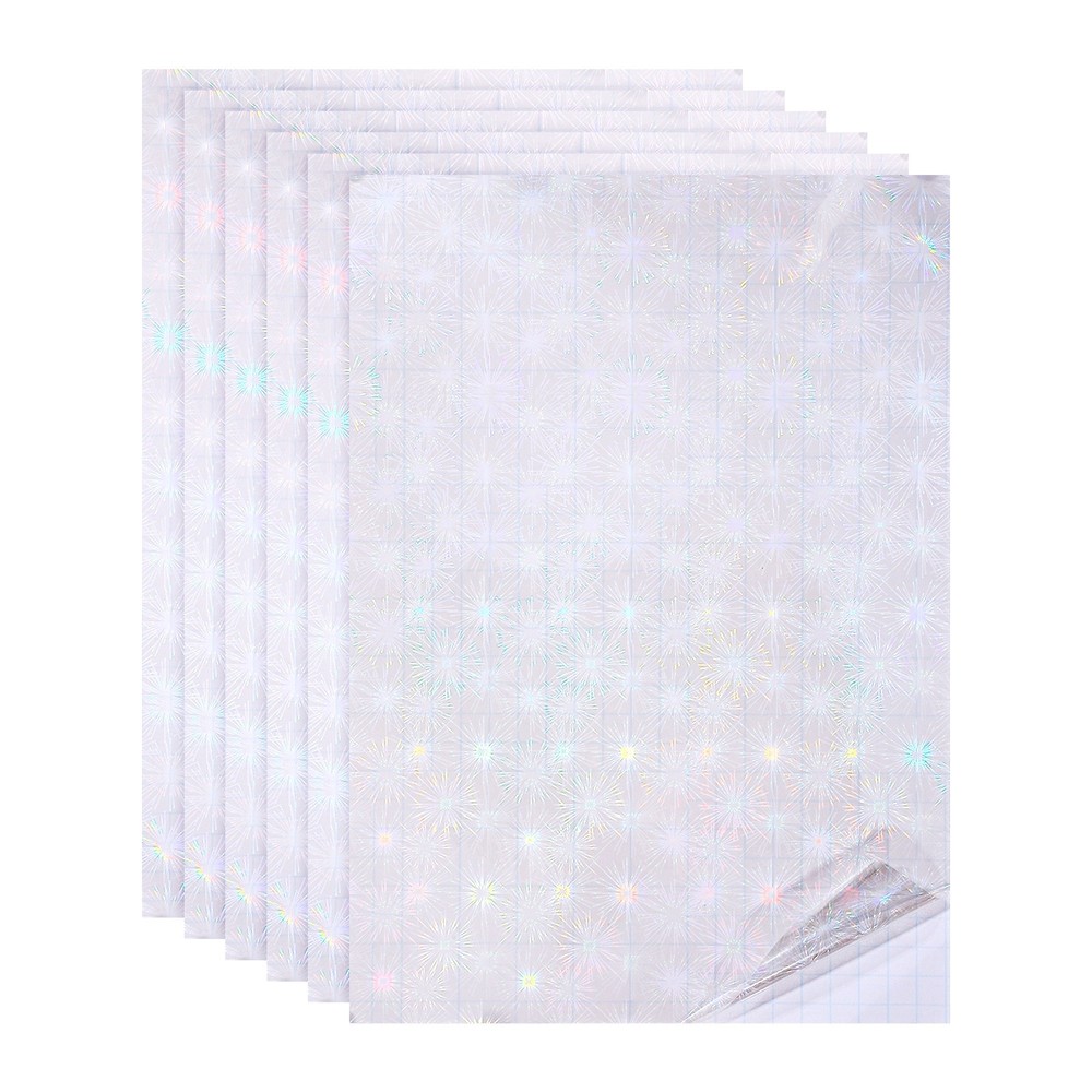 12x8in Holographic Laminate Sheets 6Pcs Sticker Paper Firework Pattern