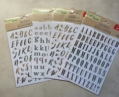 2 Gold / 2 Silver Upper Lower Case Script Alphabet ABCS Stickers