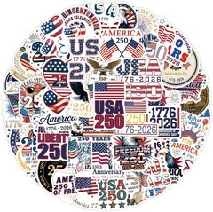 50 PACK USA AMERICA ANNIVERSARY 250 YEARS 1776 2026 Sticker Decal Bulk Lot Set