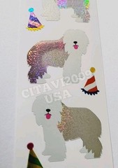 SHEEPDOG AND HATS STICKER SHEET STRIP PRISMATIC GLITTER SPARKLE MRS. GROSSMAN’S