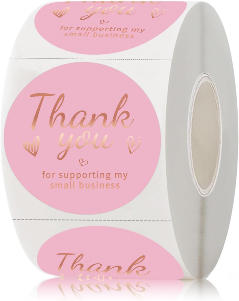 500 PCS Pink and Rose Gold Thank You Sticker,1.5 Inch Thank You for Supporting M