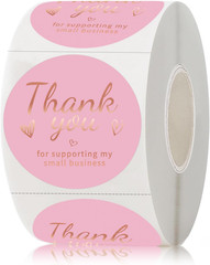 500 PCS Pink and Rose Gold Thank You Sticker,1.5 Inch Thank You for Supporting M