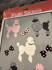Hallmark Vintage 1983 Fuzzy Poodle Sticker Sheets Pink Poodles Dogs