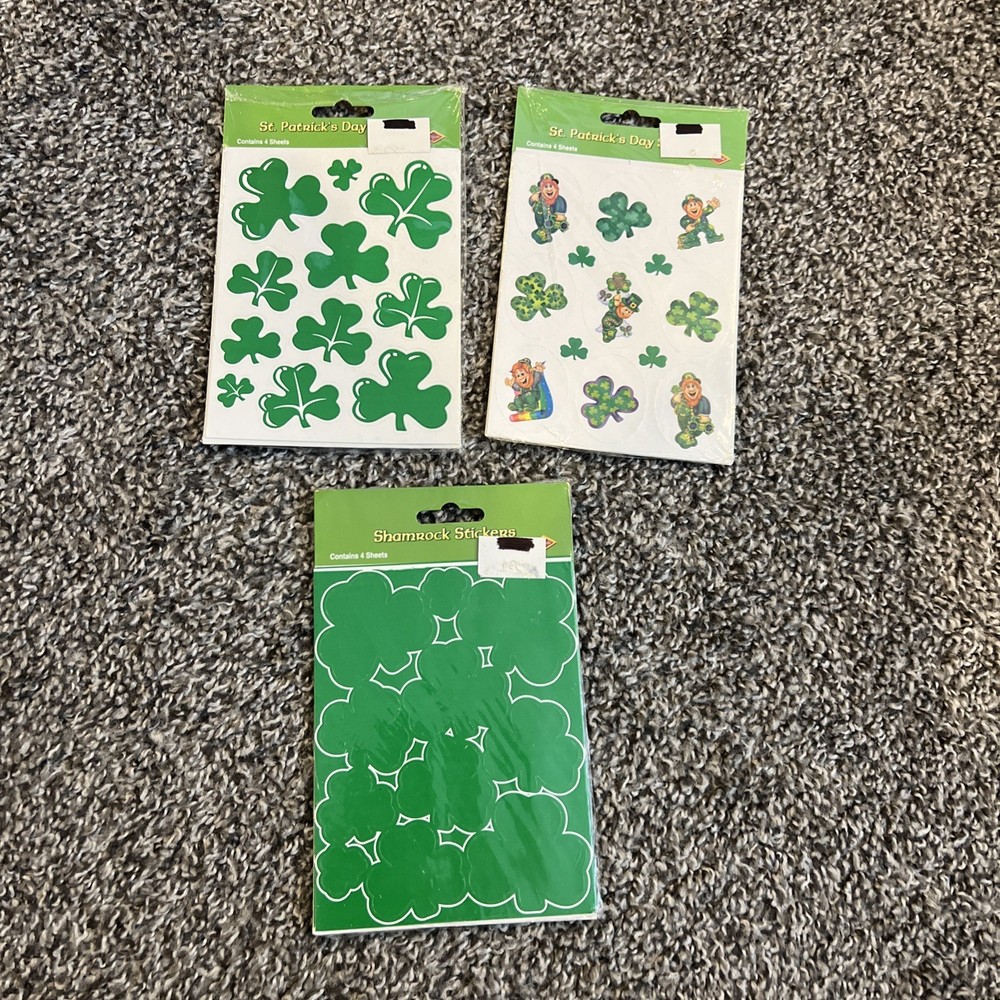St. Patrick’s Day Stickers, Huge Lot of 19 Sheets Of 4 X Package, New!!!