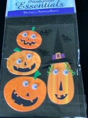SANDYLION ESSENTIALS STICKERS HALLOWEEN PUMPKINS GOOGLE EYES BATS 7PCS