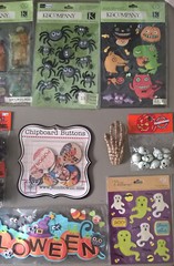 Halloween Lot Of 38 Mixed Crafts Stickers Ribbon Scrapbooking Treat Bags Decor