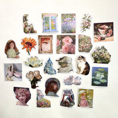 Spring Impressionist Collage Stickers Junk Journal Scrapbooking