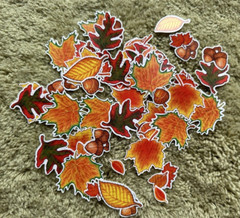 Autumn Fall Leaves And Acorn Die Cuts, Loose (thin glossy material), 71 pieces