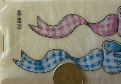 PINK/BLUE CHECKERED BOW BORDER First Impressions Rub-Ons(3″x 12″) Provo•Baby•Boy