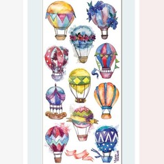 Violette Stickers – 1 Watercolor Hot Air Balloons Sticker Sheet – Scrapbooks