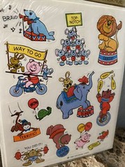 Hallmark Vintage 1982 Stickers Circus Animals lion Elephant pig Monkey Bear