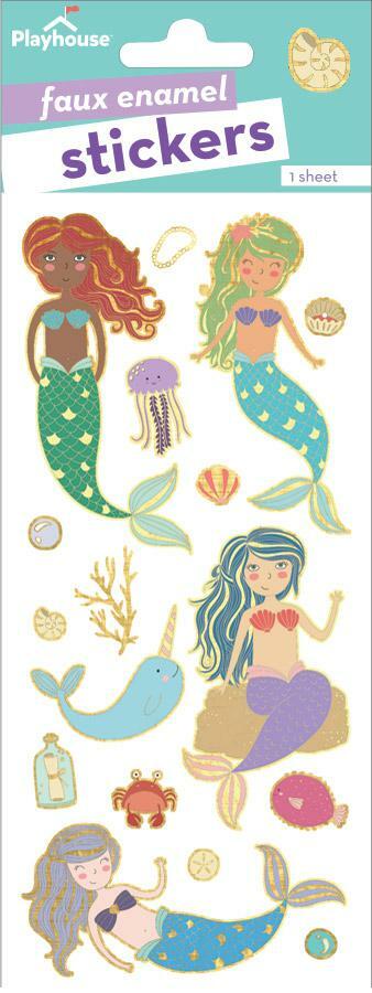 Mermaid Faux Enamel Stickers Planner Supply Papercraft Party DIY Craft Scrapbook