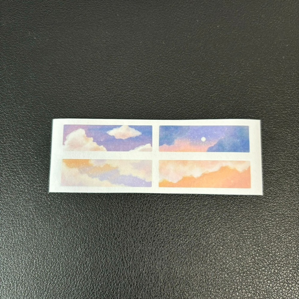 Rectangle Sky Cloud Stickers – 4 Aesthetic Kawaii Japanese Planner Designs