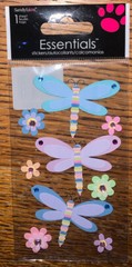 Lot Of 2 Essentials Layered Dragonflies Flowers Tag 3D Die Cut Scrapbook Sticker