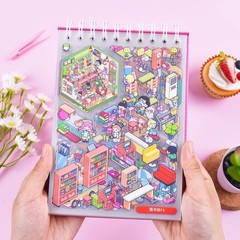 20 Sets 3D Sticker Scene, Miniature House Book for Sticker Therapy, Cute Cartoon