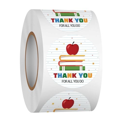 1.5 Inch 500 PCS Teacher Appreciation Stickers Thank You for All You Do Books