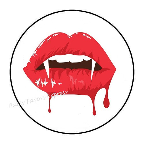 30 VAMPIRE LIPS ENVELOPE SEALS LABELS STICKERS PARTY FAVORS 1.5″ ROUND
