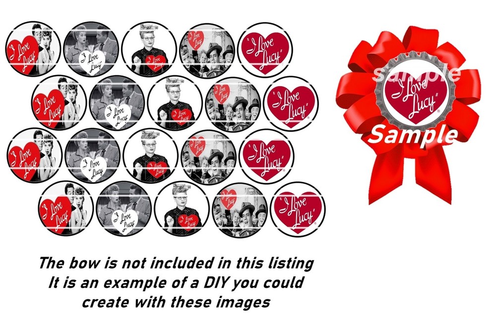Bottle Cap Images (25mm) 1″ ~ Precut Classic Lucy inspired