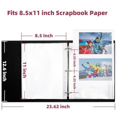 Vienrose 8.5×11 Scrapbook Photo Album 3-Ring Binder Leather Cover 100 Pages Beig