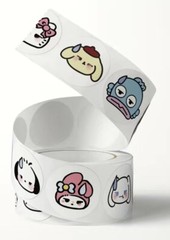 500 pcs Sticker Seals Roll Sweating Sanrio Assorted Semi Gloss Self Adhesive NEW