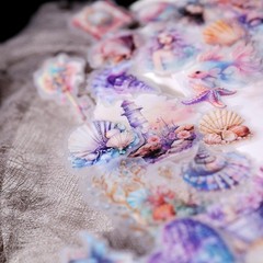 42 pcs Mermaid Translucent Vellum Matte Surface Paper Sticker Scrapbook Craft