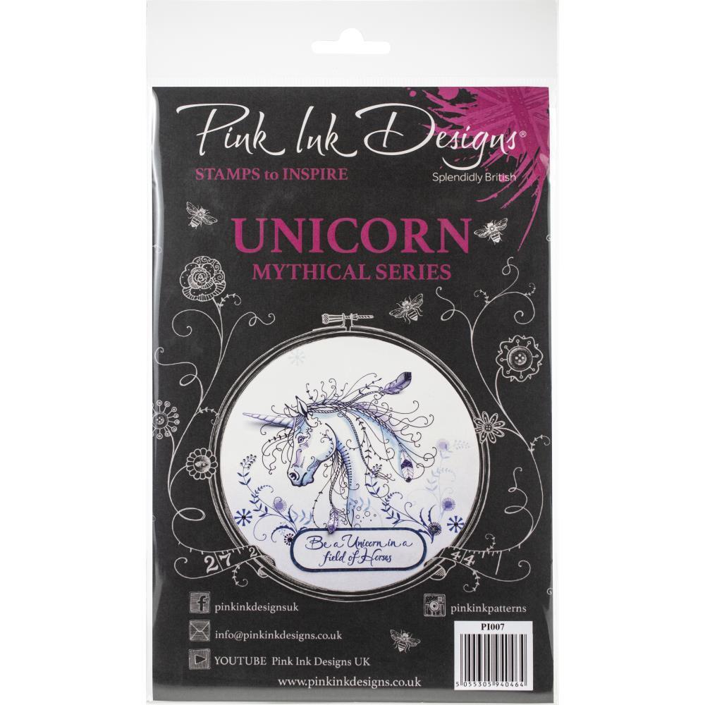 New PINK INK DESIGNS clear rubber stamp UNICORN MYTHICAL SERIES Set 6 x 9″