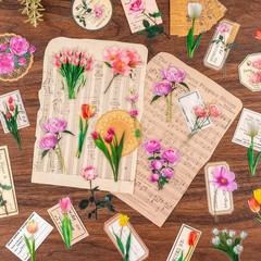 320Pcs Flower Stickers, Cute Vintage Floral Sticker for Kids, Clear Wildflower S