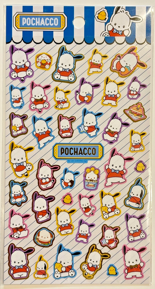Sanrio Pochacco Diner Gold Foil Sticker Sheet Japan Exclusive Kawaii Dog Deco