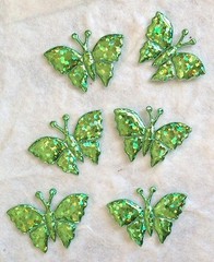 20 Butterflies butterfly Iridescent moth Tiny Green Embellishments fabric Flower